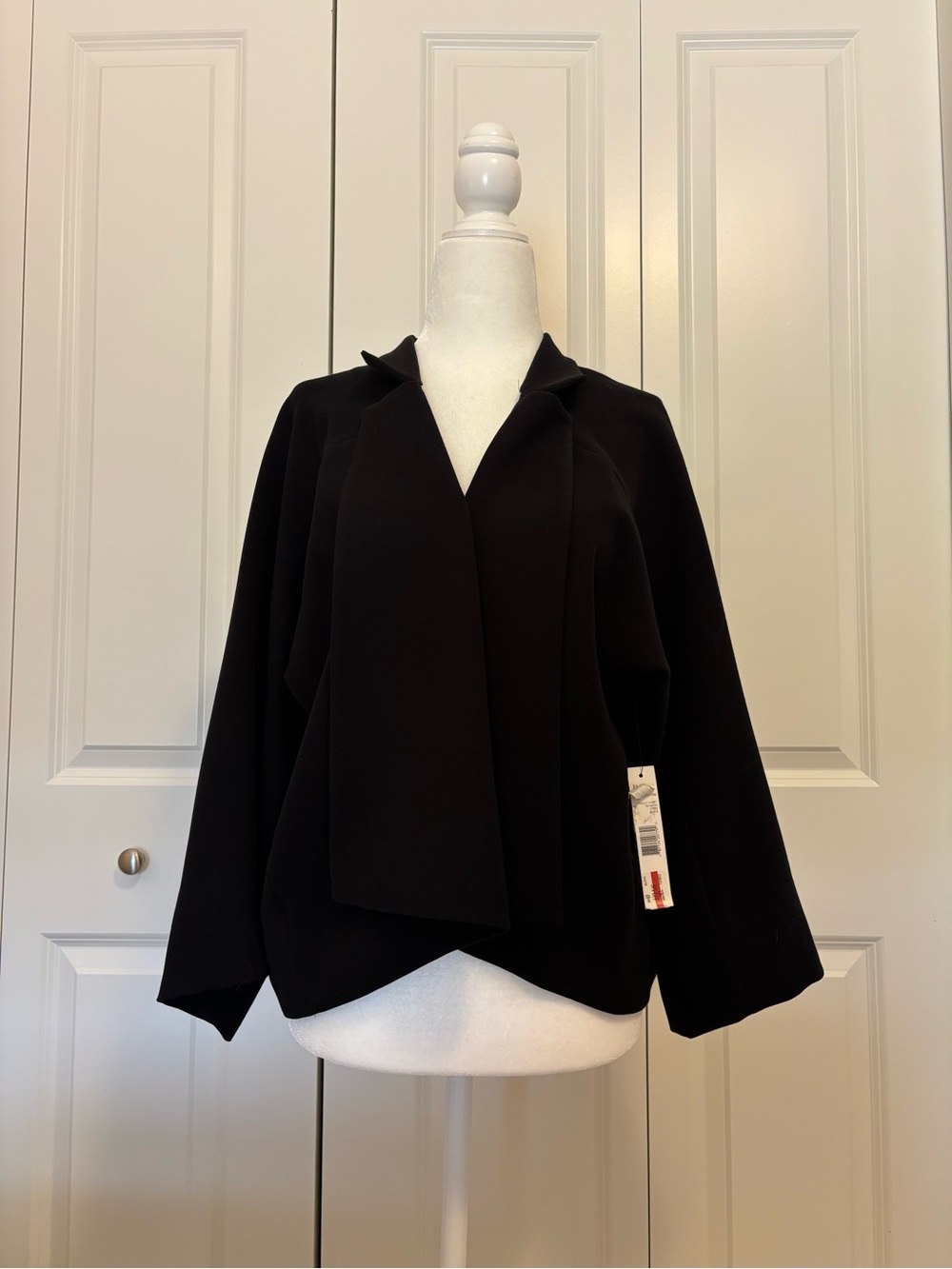 Tahari Black Open Front Draped Cardigan Sweater